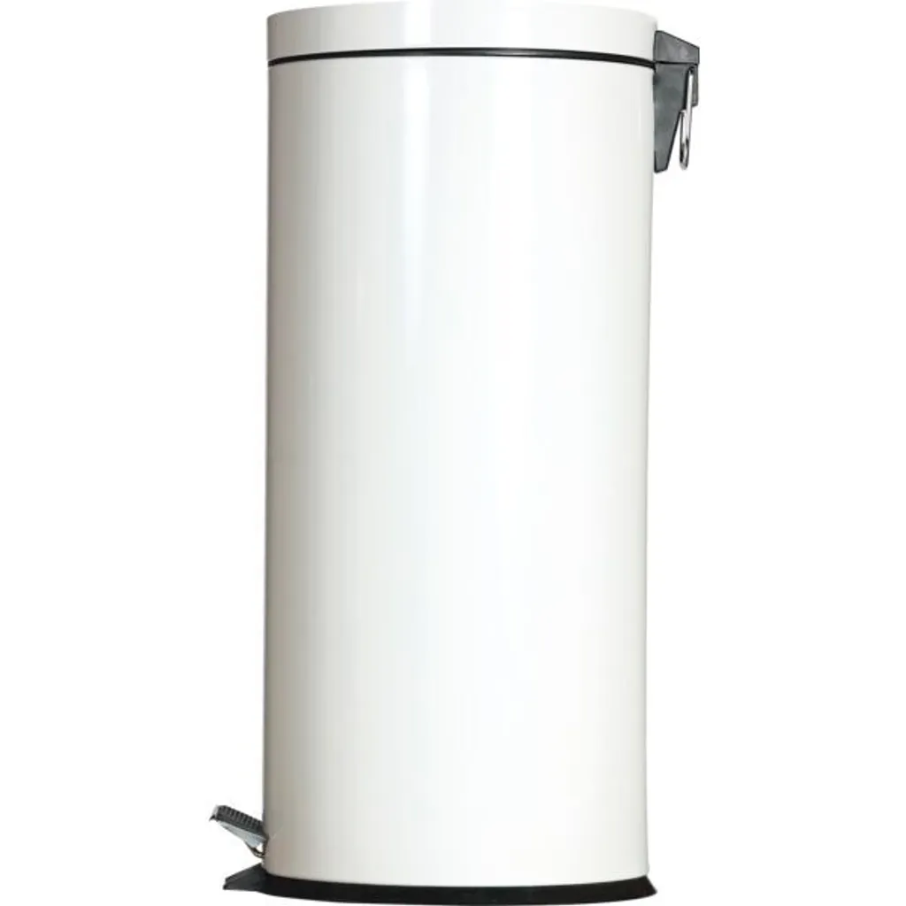 Poubelle à pédale en métal blanc 30L - Modèle Classique Robustesse