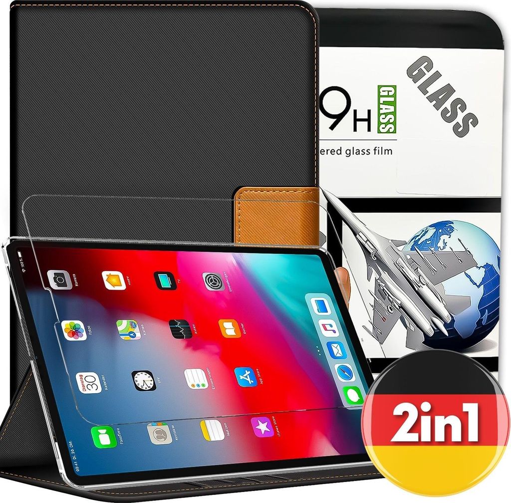 Tablet Schutz Hülle für Apple iPad Mini 1 / 2 / 3 Klapp Tasche Slim Etui Cover Case Dünn 9H Glas Schutzfolie