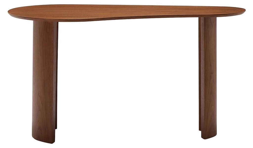 Schreibtisch mit abgerundeter Form - Nussbaumfurnier - Produktbild 