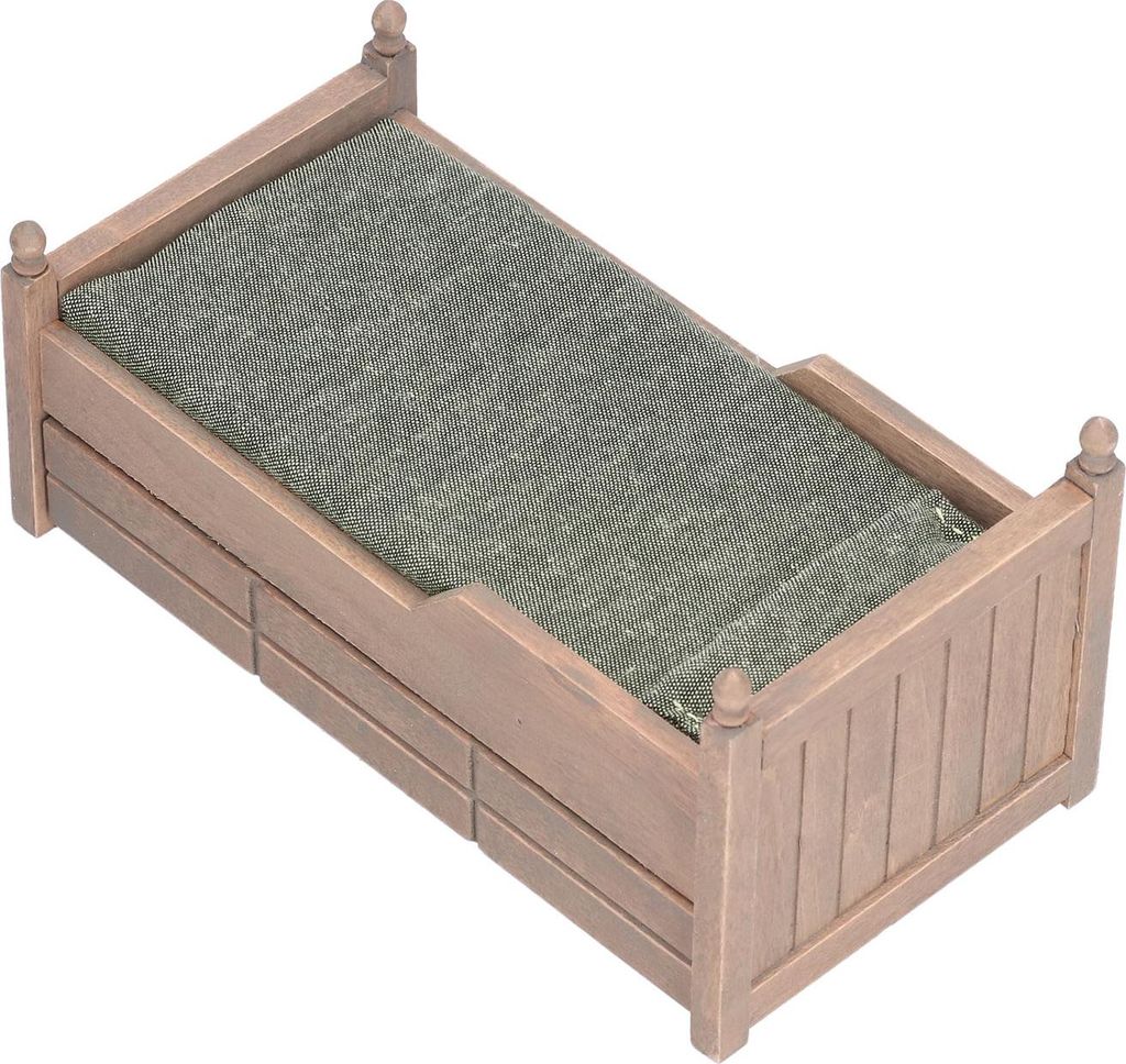 1:12 Miniatur-Puppenhaus, Birkenbett, Mini-Möbel, Puppenhaus-Dekorationszubehör, Braun