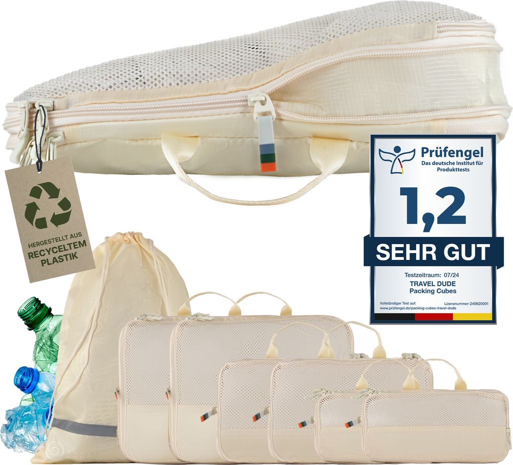 TRAVEL DUDE Packwürfel Set mit Kompression aus recycelten Produktbild 