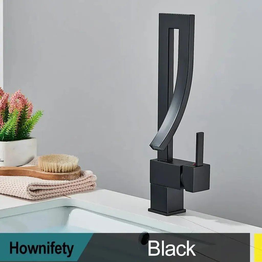 Mitigeur de lavabo orientable noir pour meuble vasque de salle de bain moderne
