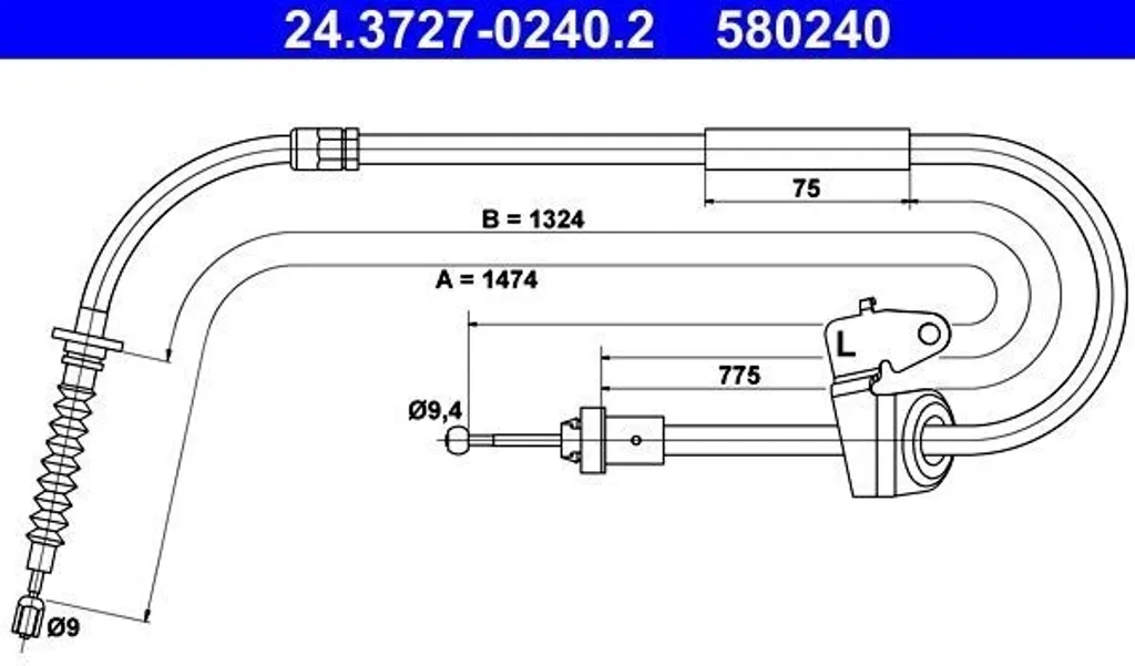 Câble de frein de stationnement ATE pour Mini Clubman R55 et Clubvan R55