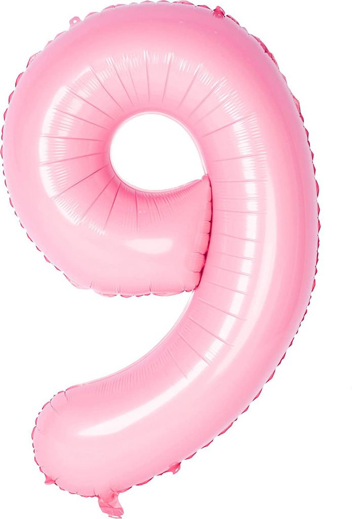 Oblique Unique Folien Luftballon mit Zahl 9 für Kinder Geburtstag Mädchen Jubiläum Party Deko Ballon rosa