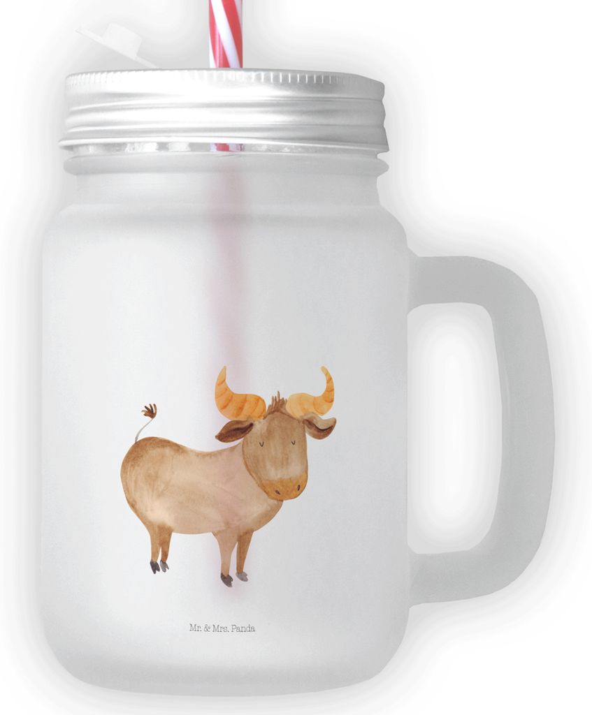 Mr. & Mrs. Panda Mason Jar Sternzeichen Stier - Transparent - Geschenk, Geburtstag Mai, Glas Mit Schraubverschluss, Ochse, April, Cocktailglas, Dec...