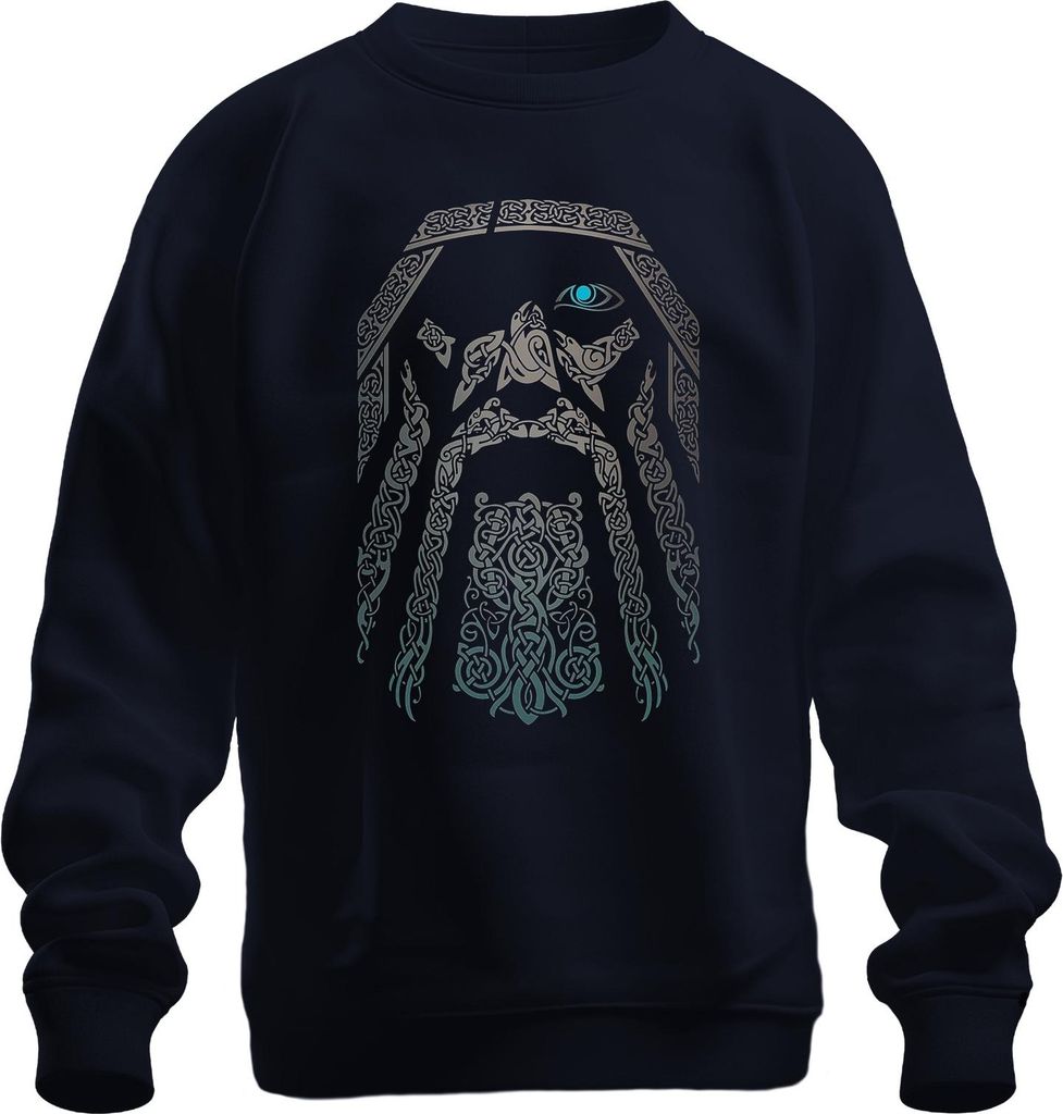 Wikinger Odin Keltische Knotenmuster Nordisch Geflochten Viking Uni Sweatshirt Pullover, Navy, M