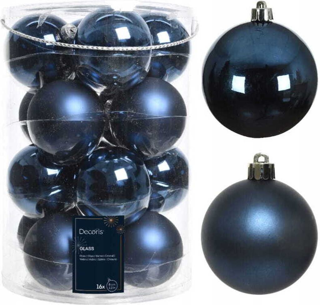 Weihnachtskugeln Glas 8cm 16 Stück - Nachtblau Produktbild 2