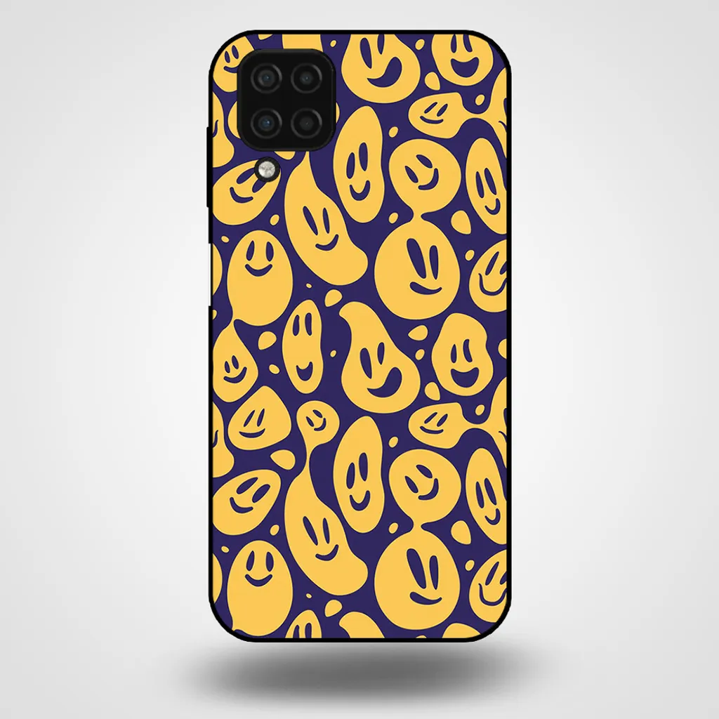 Custodia Samsung Galaxy A12 Smiley Viola e Giallo - Cover TPU Antiurto