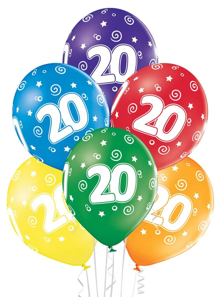 Bunter Latexballon-Mix 20. Geburtstag 25er Pack