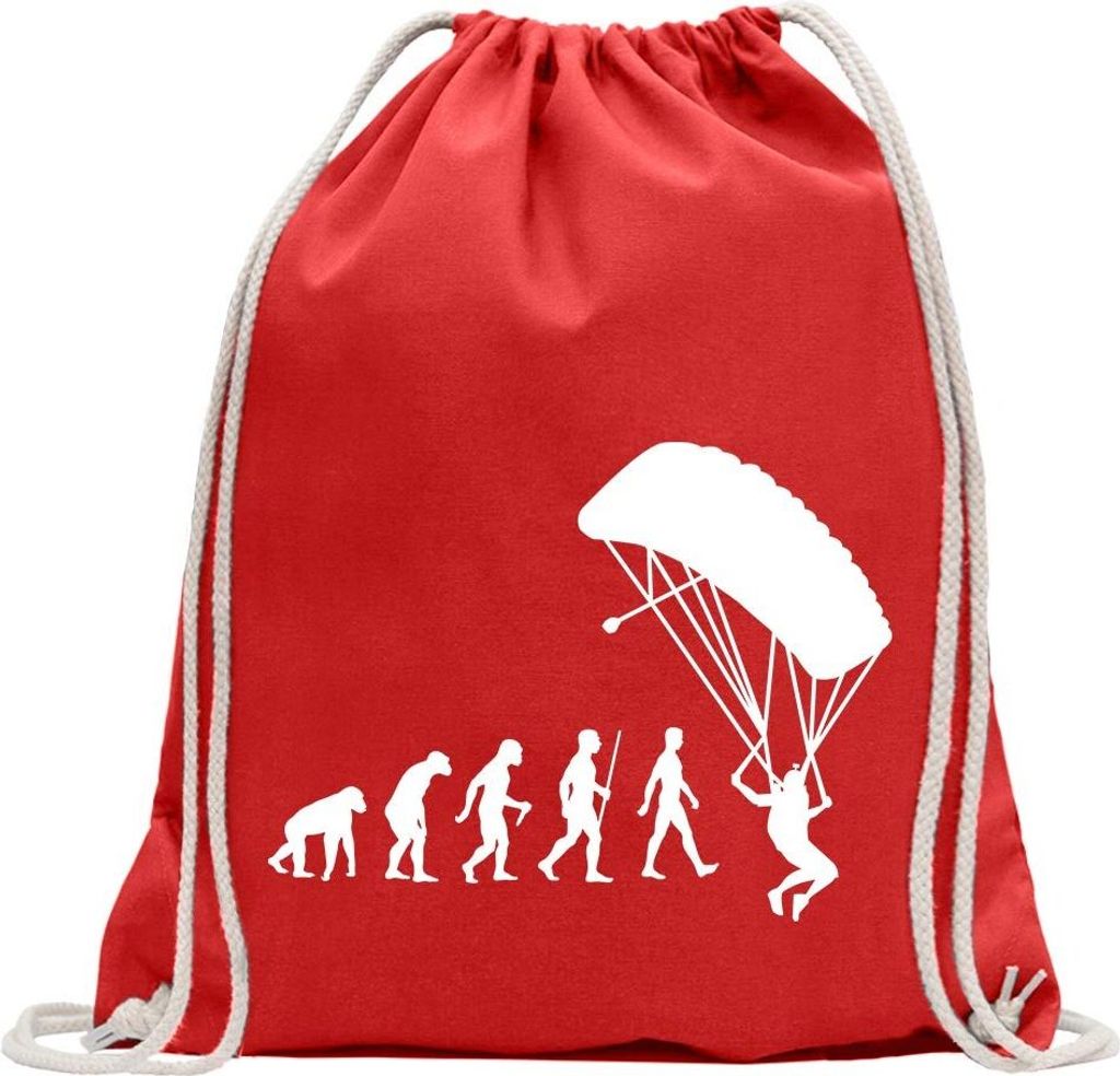Kiwistar - Turnbeutel - rot - Gleitschirmfliegen Evolution - Fun Rucksack Sport Beutel Gymsack Baumwolle mit Ziehgurt