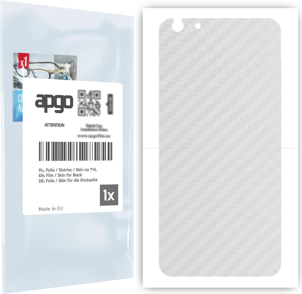 apgo Rückseite Schutzfolie für Apple iPhone 6s Plus - Hinten Schutzfolie Carbon Transparent (durchsichtig), Rückseite Folie schützt vor Kratzer...