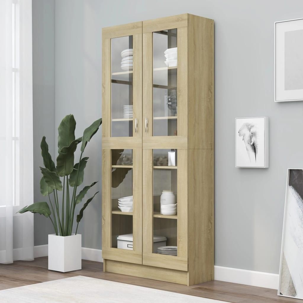 vidaXL Vitrinenschrank Sonoma-Eiche 82,5x30,5x185,5 cm Produktbild 