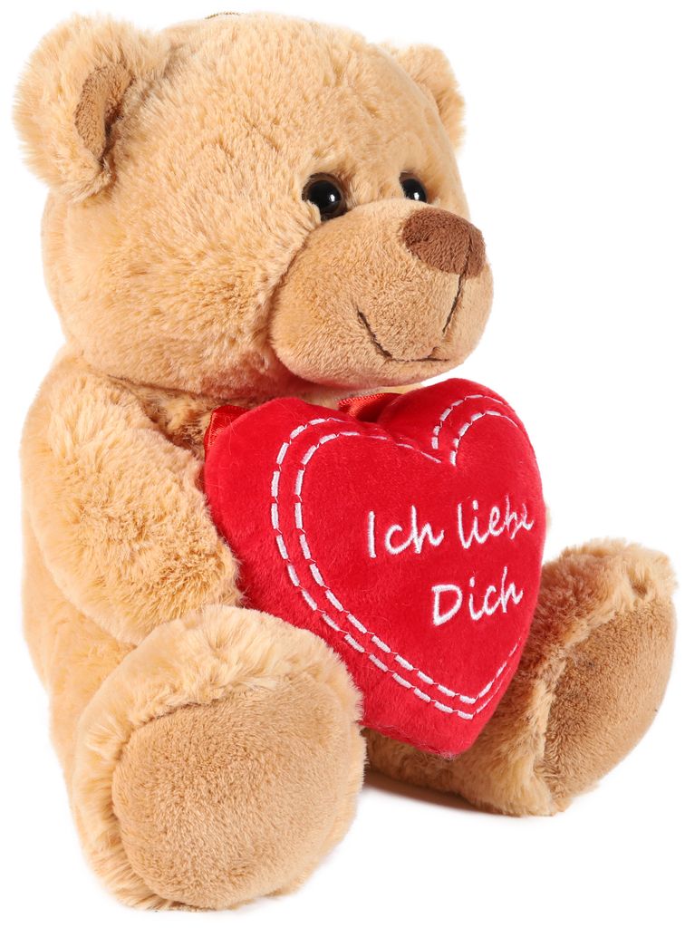 Teddybär Grau mit Herz Ich liebe dich 17 cm Teddy Plüschtier Kuscheltier Bär 