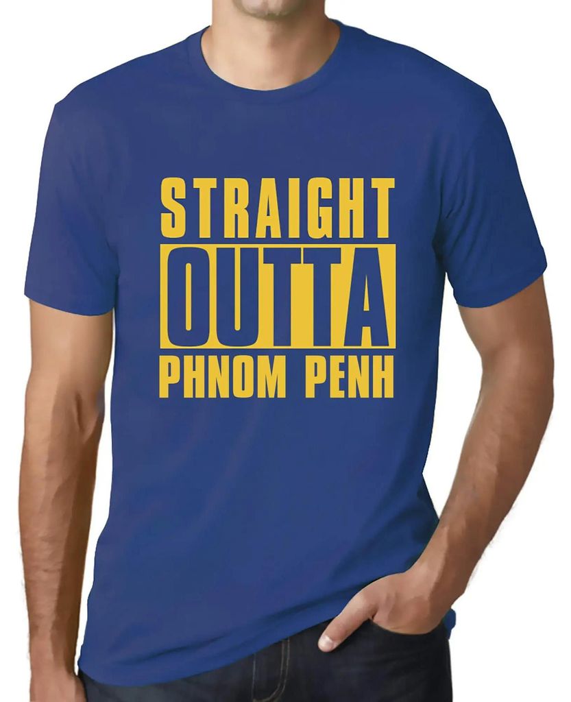 Herren Grafik T-Shirt Direkt aus Phnom Penh – Straight Outta Phnom Penh – Öko-Verantwortlich Vintage Jahrgang Kurzarm Lustige Druck Geburtstag
