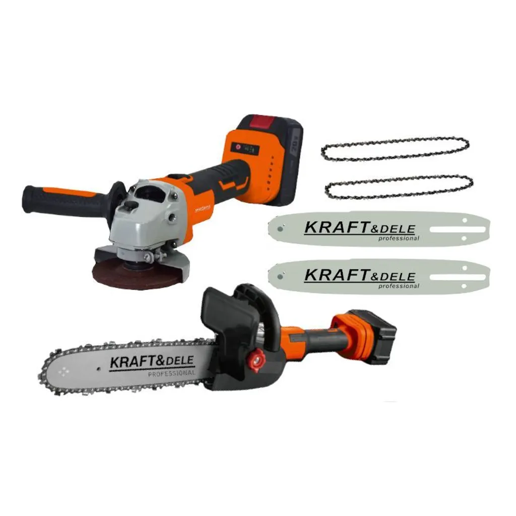 Set Outillage sans Fil 20V Tronçonneuse et Meuleuse d'Angle KD10624