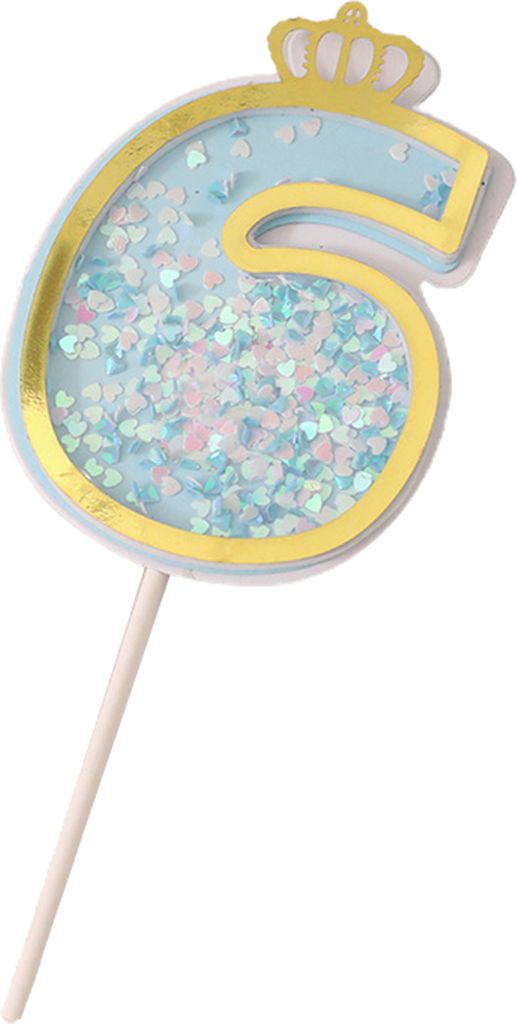 0-9 Number Kuchen-Toper glitzernder entzückender Pailletten Digital Geburtstagstorte Einsatzkarten Partyzubehör-Blau 6