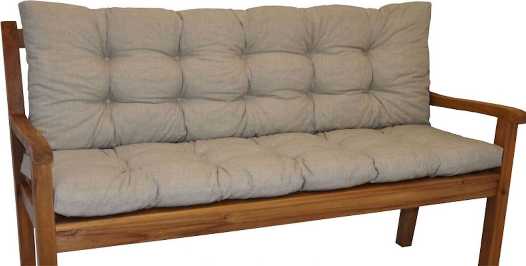 Bankauflage Kissen / Polster für Gartenbank / Bankkissen 120 cm soft grau