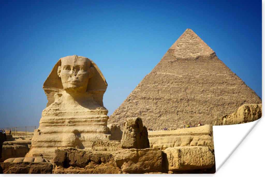MuchoWow Poster Große Sphinx von Gizeh und die Pyramide von Chefren 180x120 cm - Fotoplakat