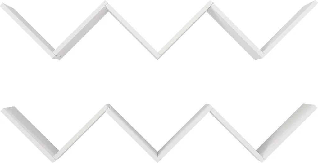 Étagère Murale Gain de Place Blanche Zig Zag pour Petits Espaces - 129cm