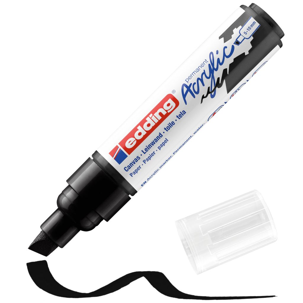 Edding 5000 Acrylic Marker Broad, Czarny, Końcówka ścięta, Zdjęcie produktu 