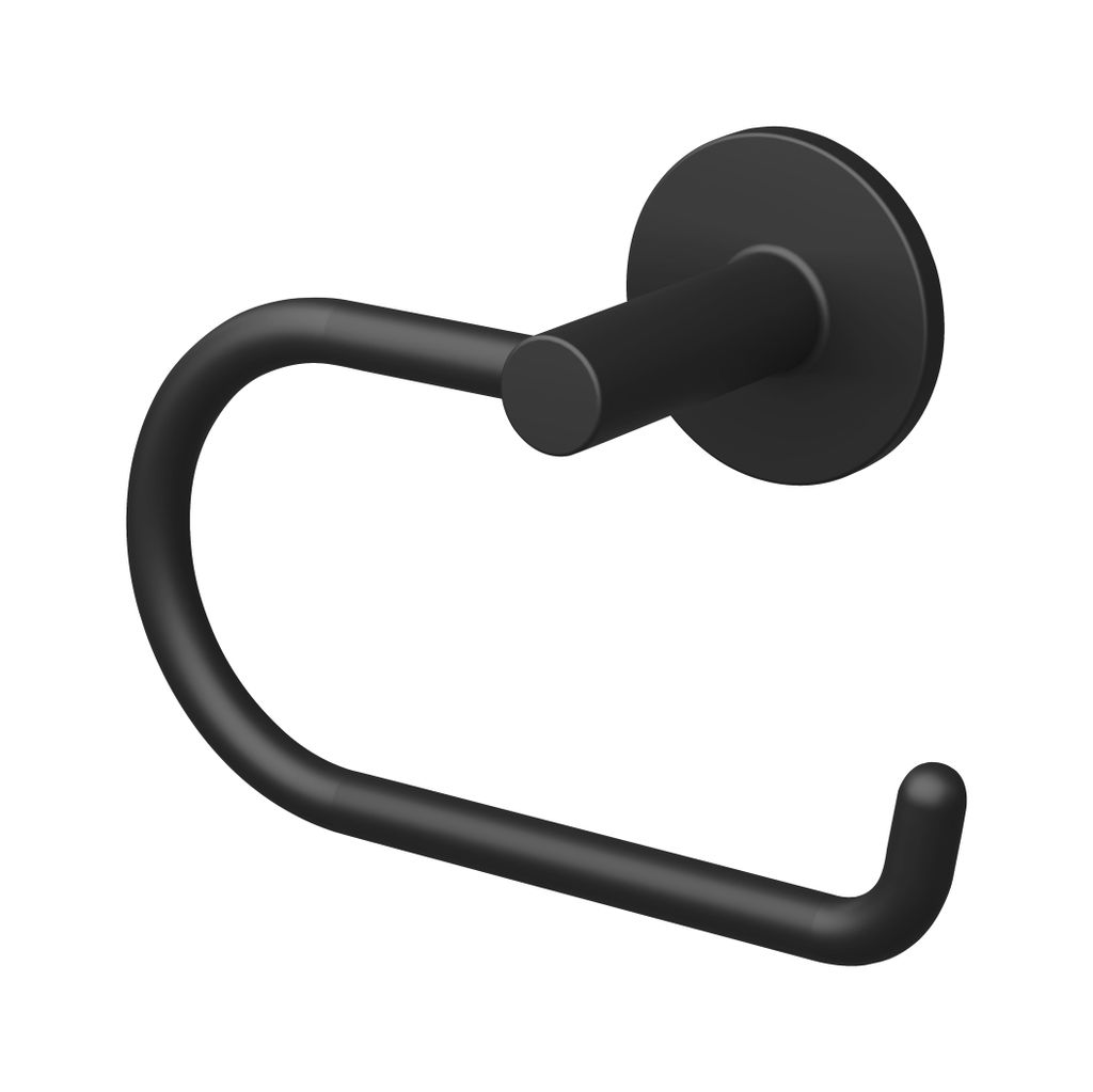 Lenz NERO Toilettenpapierhalter ohne Deckel - Schwarz- matt - kleben oder bohren -Anti-Fingerabdruck Oberfläche- 4503751