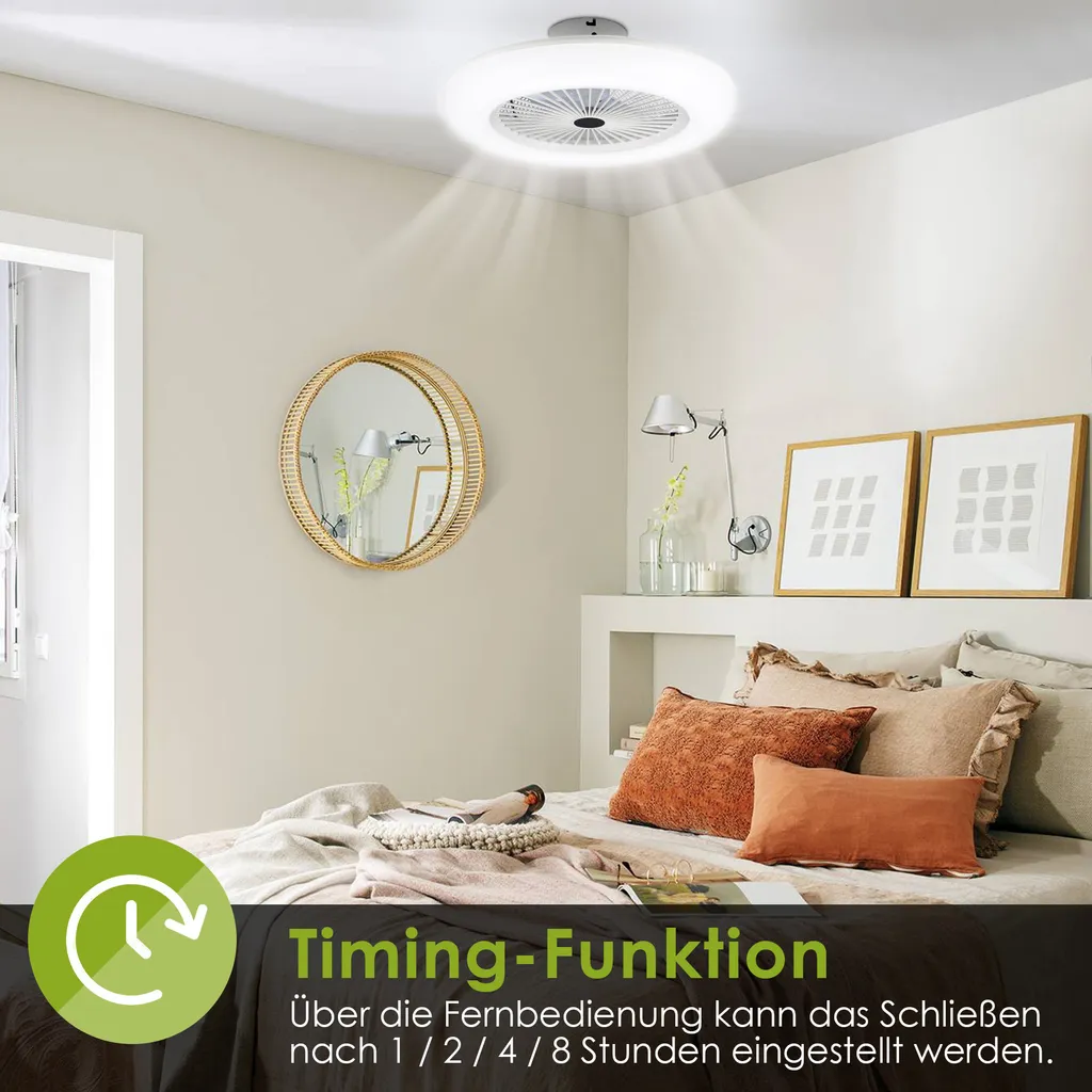 Karpal 80W: Plafoniera con Ventilatore Design Minimal per Camera - 5