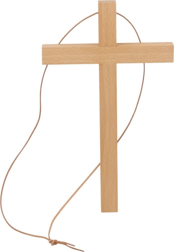 Holzkreuz aus Buchenholz für die Firmung, groß, 25 x 15 cm, mit Band