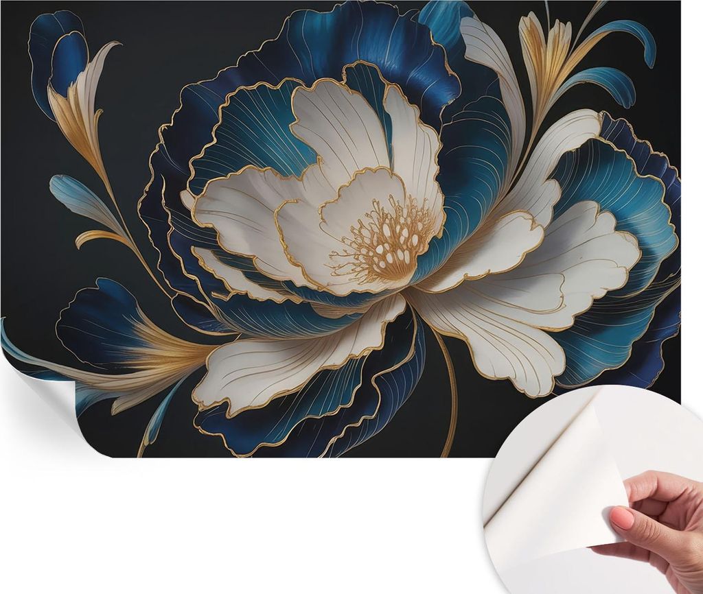 Selbstklebende Wandtapete - Dekorative Tapete für Wohnzimmer - Klebefolie für Wandbilder - Tapetenfolie für Wanddekoration - 104x70 cm - Blumenm...