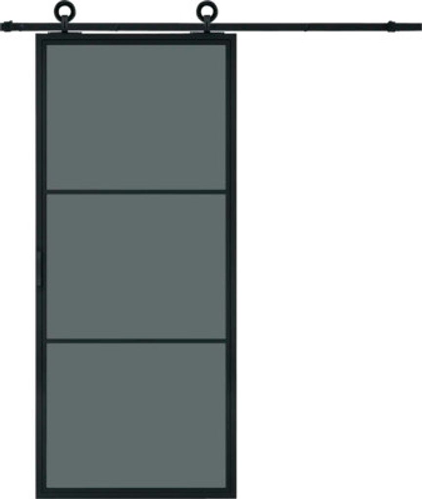 Pertura Schiebetür Komplett-Set Jarn 01 Black 1000x2350 mm inkl. Laufschiene mit Rad,Griff-Set
