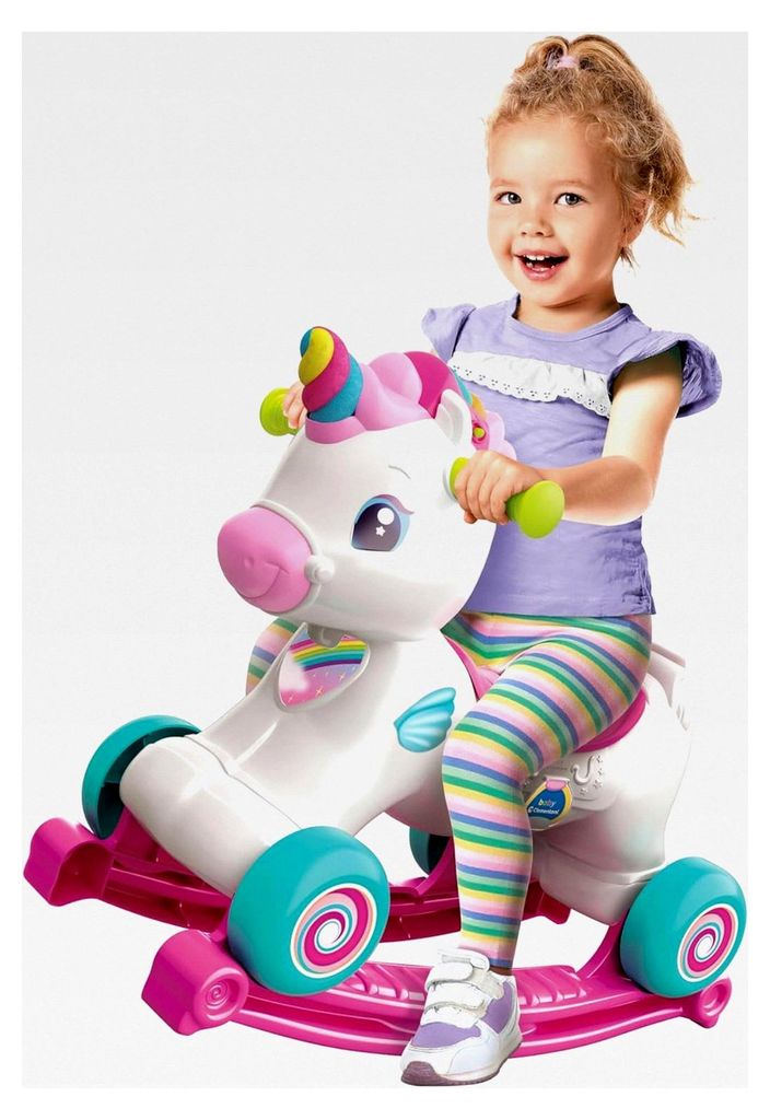 Einhorn Wippe und Läufer mit Musik, Liedern und pädagogischen Inhalten: Zahlen, Buchstaben, für Babys ab 12 Monaten