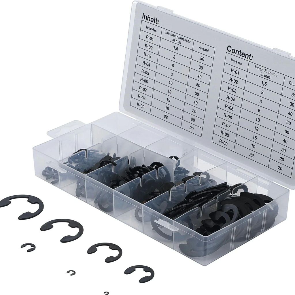 Assortiment de circlips de 1,5 à 22 mm, 300 pièces Image du produit 