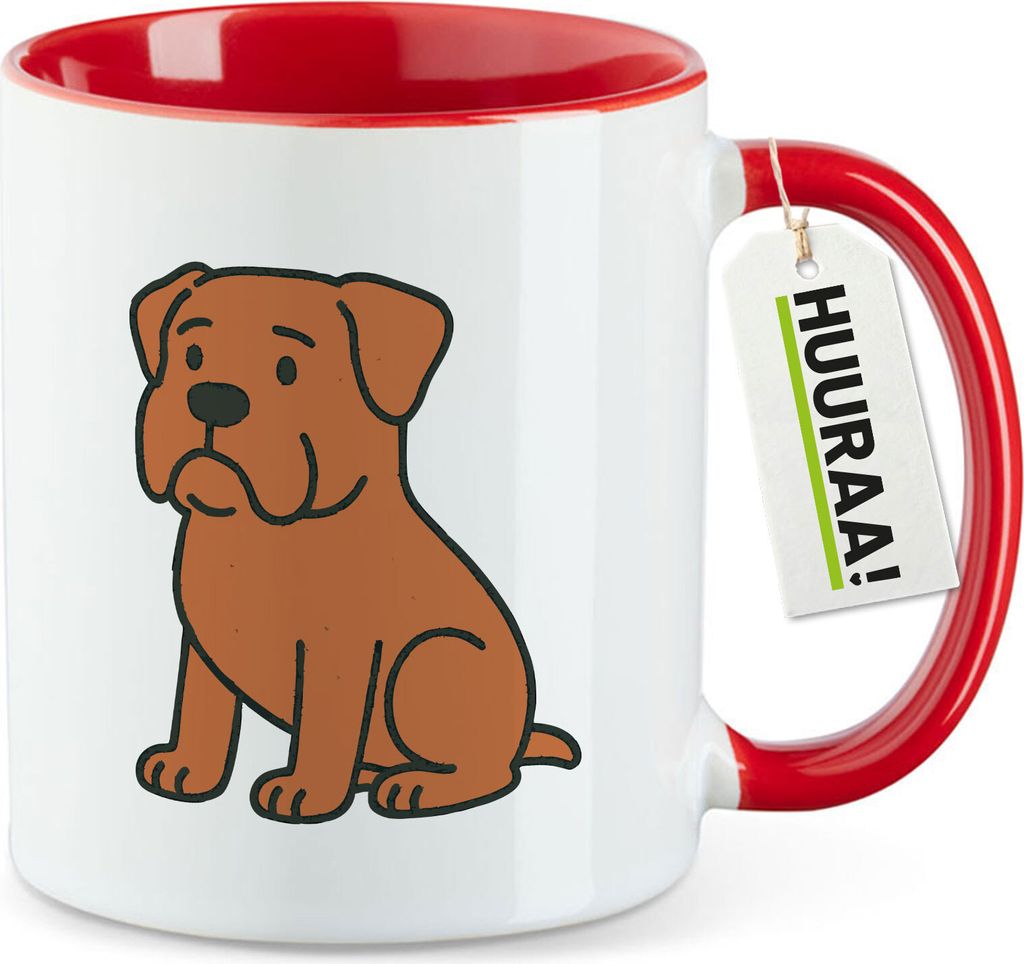 Huuraa Kaffeetasse Bordeauxdogge Comic Bordeauxi 330ml Rot Keramik Kaffeebecher Geschenkidee