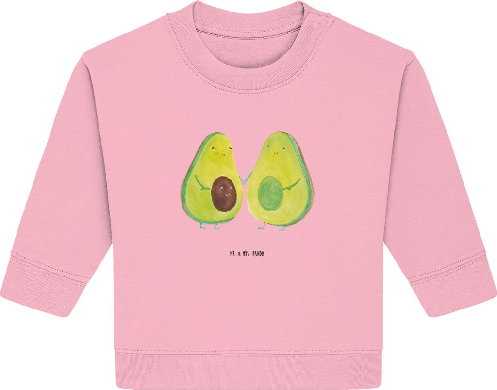 Mr. & Mrs. Panda Organic Baby Pullover Avocado Pärchen 12. - 18. Monat - Baumwolle Pink - Geschenk, Familie, Avocados, Liebe, Bullover