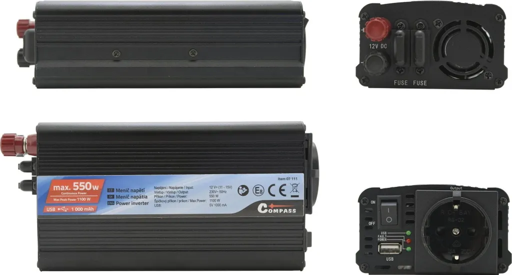 Transformateur de Tension 12V 230V 550W Compass avec Sortie USB - 11