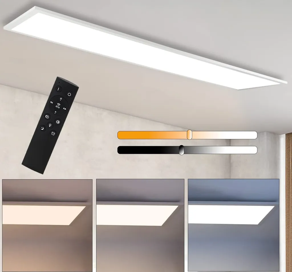 ZMH Pannello LED Soffitto 48W 120x30 Dimmerabile con Funzione Memoria