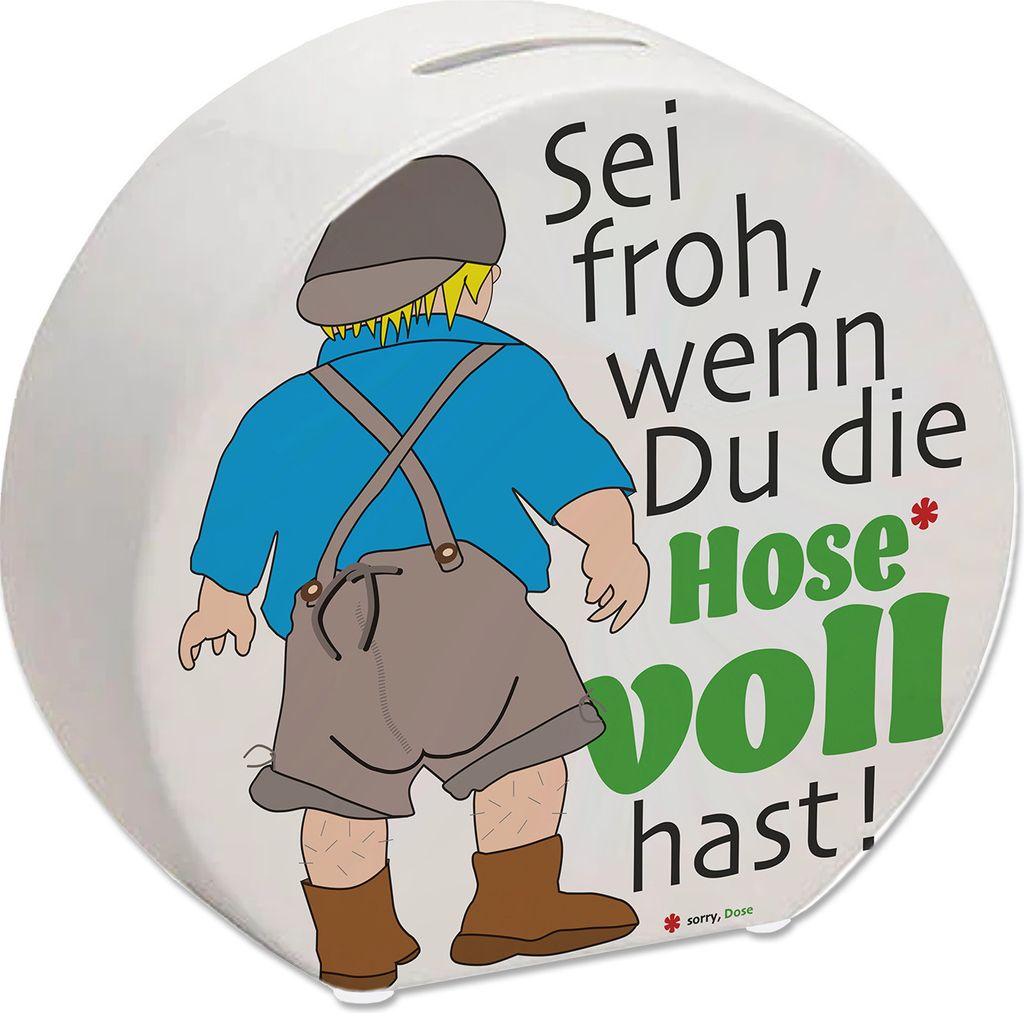 Volle Lederhose Spardose mit Spruch - Hosen voll Produktbild 