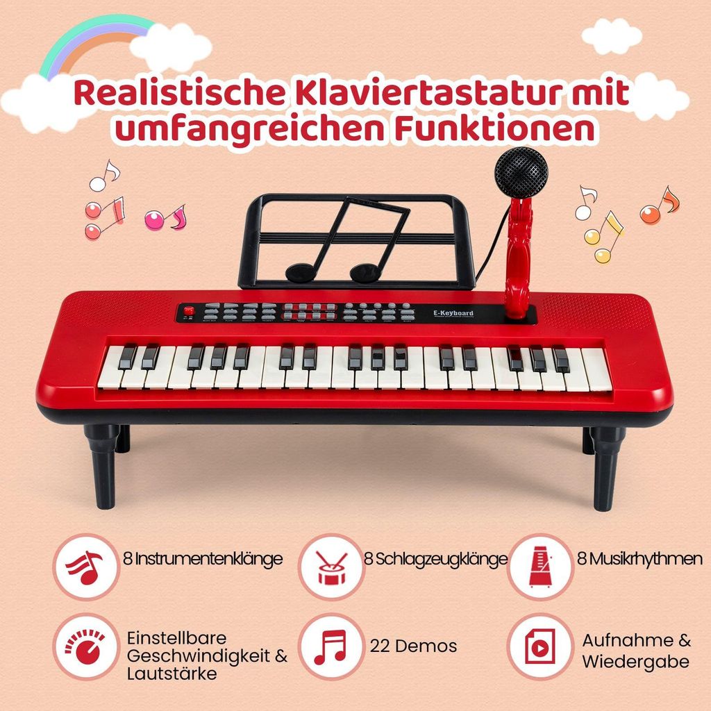 Orgue électronique USB 61 touches Piano électrique pour enfants avec microphone Clavier électronique de musique numérique noir Affichage LED intégré Du