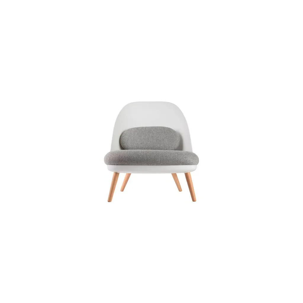 Fauteuil Cocoon blanc moderne pivotant avec coussin haute densité soft