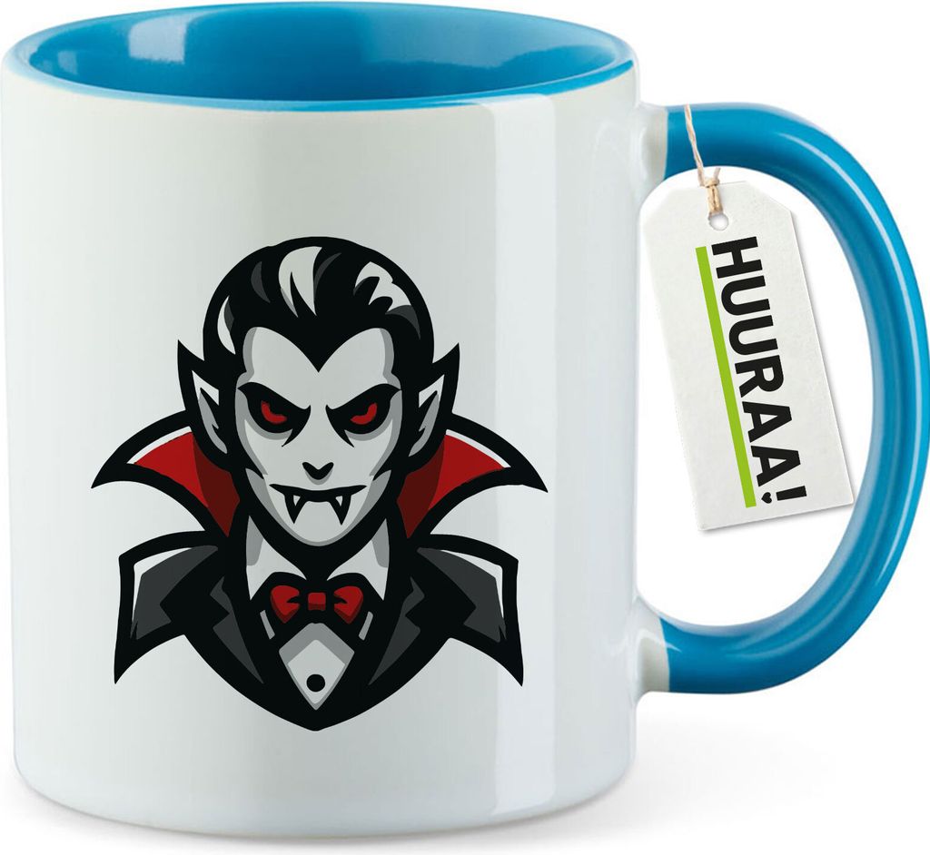 Huuraa Kaffeetasse Vampir Fabelwesen 330ml Blau Keramik Kaffeebecher Geschenkidee