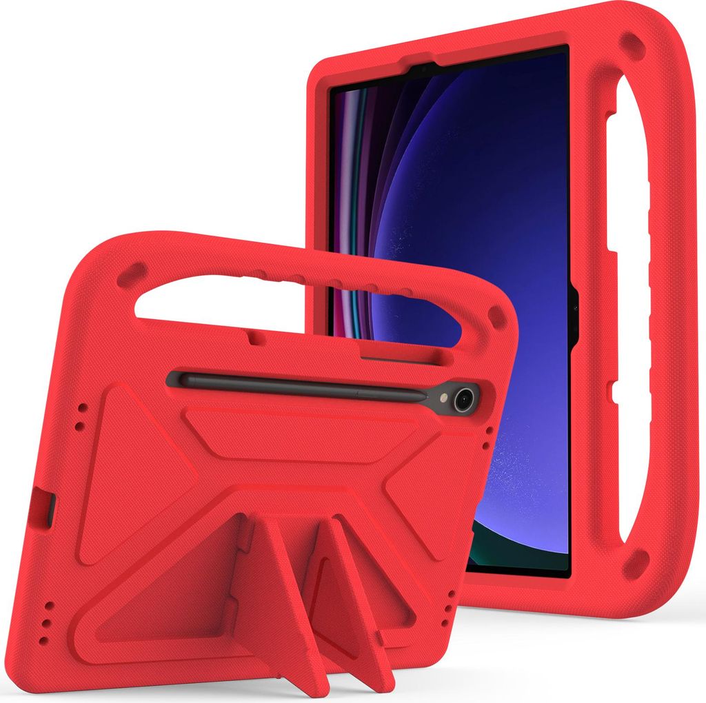 Hülle für Samsung Galaxy Tab S10 FE 11" 2025, Leichte Stoßfeste Eva Kinder Schutzhülle mit Griff und Faltbarem Ständer Rot