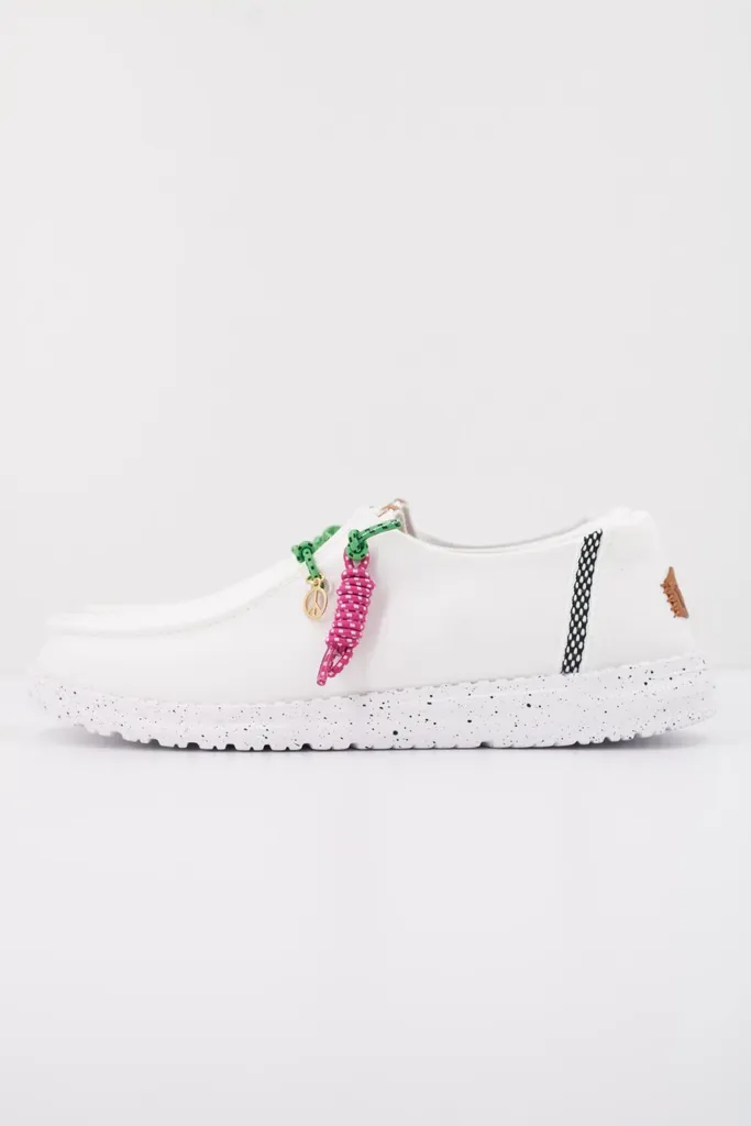 Chaussures Femme Hey Dude Wendy Getaway Lace - Modèle Ultra-Léger Blanc