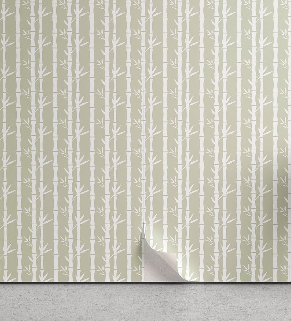 ABAKUHAUS Tropisch abziehbare & klebbare Tapete für Zuhause, Bambus Zweige Blätter, selbstklebendes Wohnzimmer Küchenakzent, 33 cm x 90 cm, Eisc...