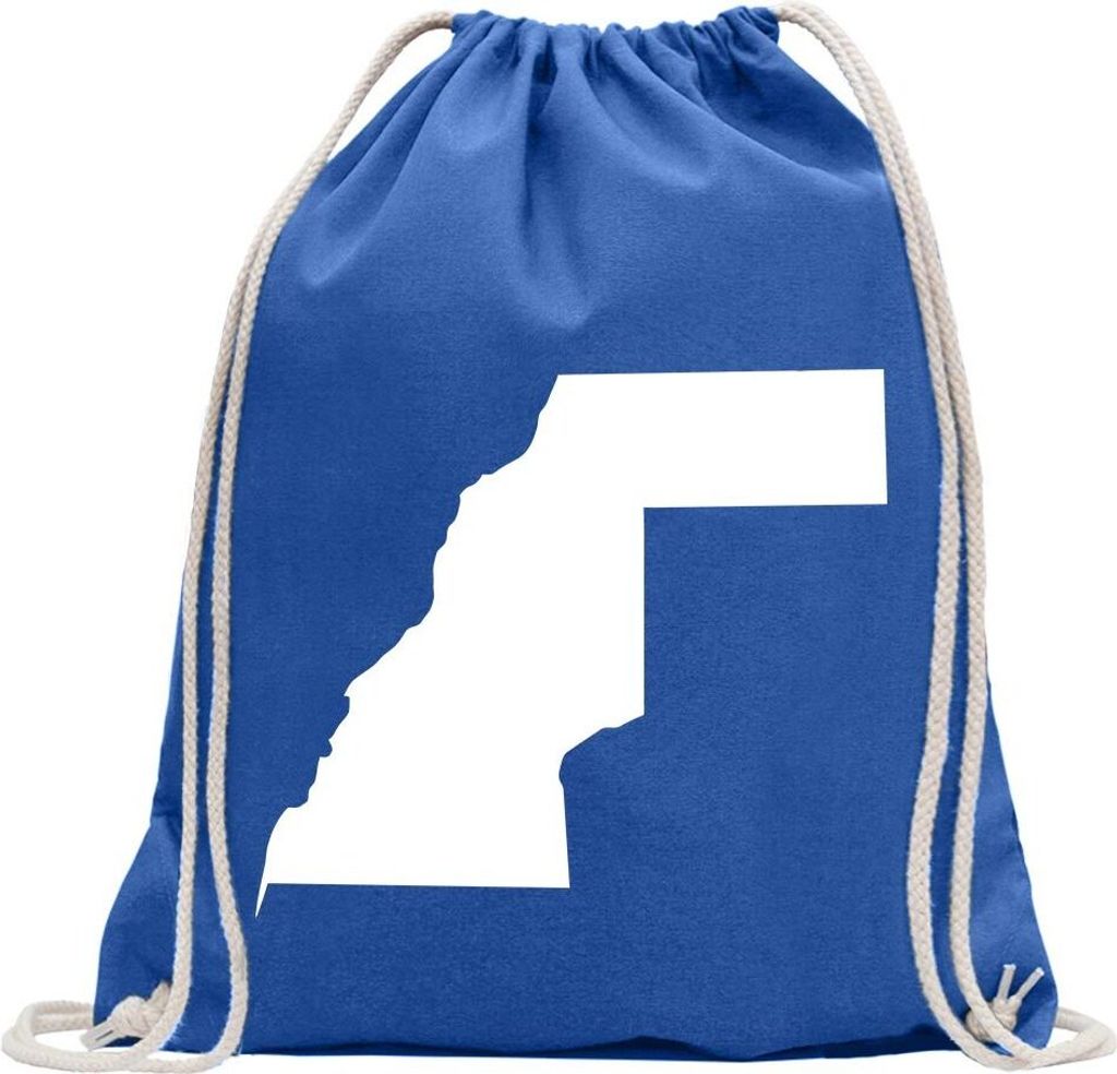 Kiwistar - Turnbeutel - royal - Westsahara Umriss Kontur - Fun Rucksack Sport Beutel Gymsack Baumwolle mit Ziehgurt