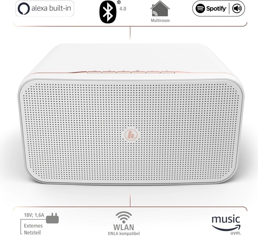 Hama Smart-Speaker "SIRIUM2000AMBT", Alexa/Bluetooth®, Weiß Produktbild 2