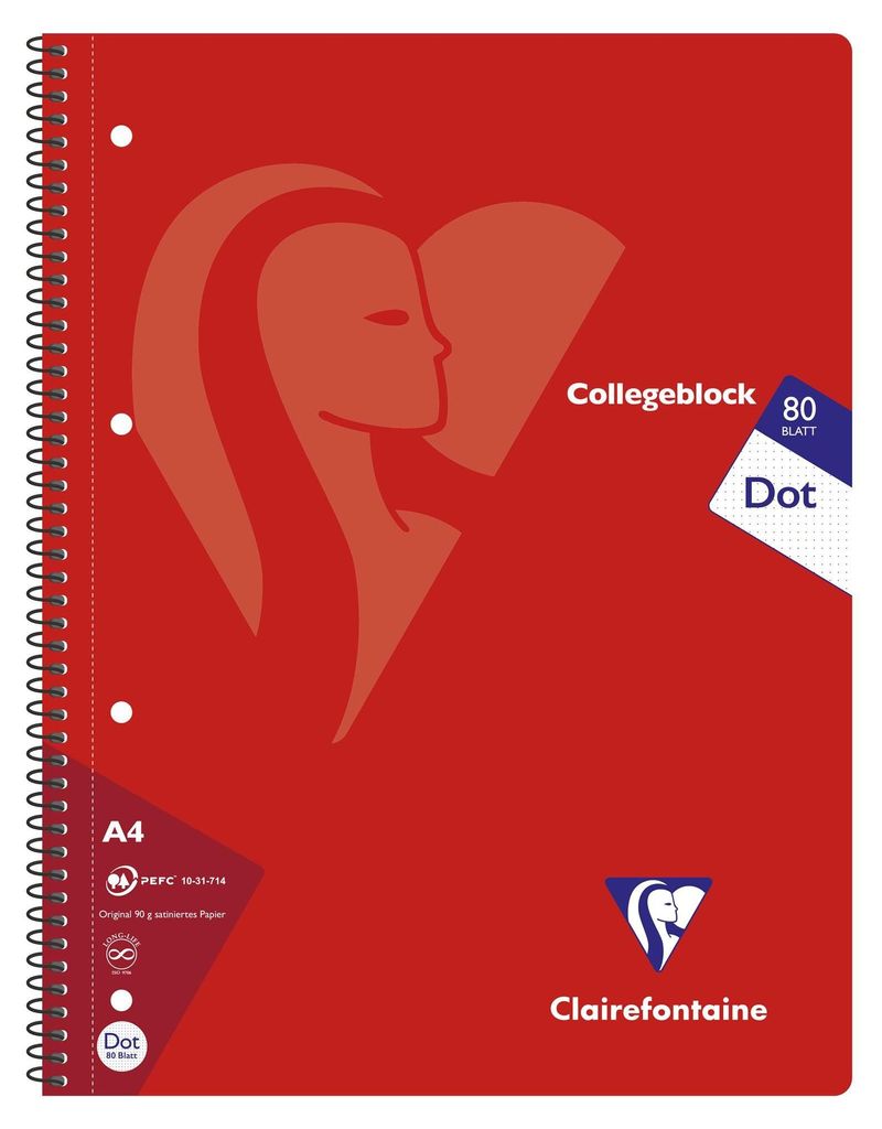 Clairefontaine Collegeblock 80 Bl 90g Dot sort