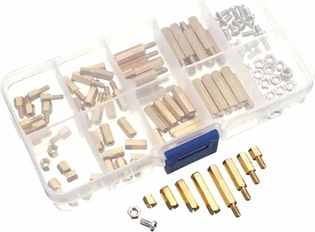 120-teiliges Sortiment an Muttern, Schrauben, Sechskant-Abstandshaltern aus Messing, M 3 Außengewinde, Innengewinde, für Reparatur und Renovierun...