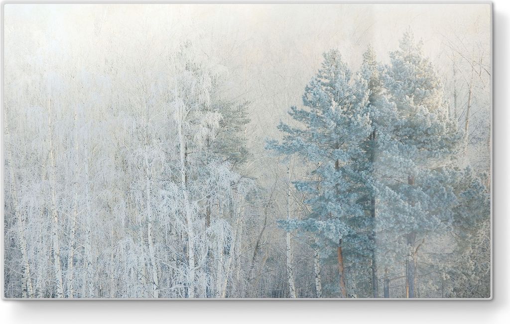 DEQORI Frühstücksbrett Glas 23x14 cm 'Frostige Stille' Schneidebrett Schneideplatte