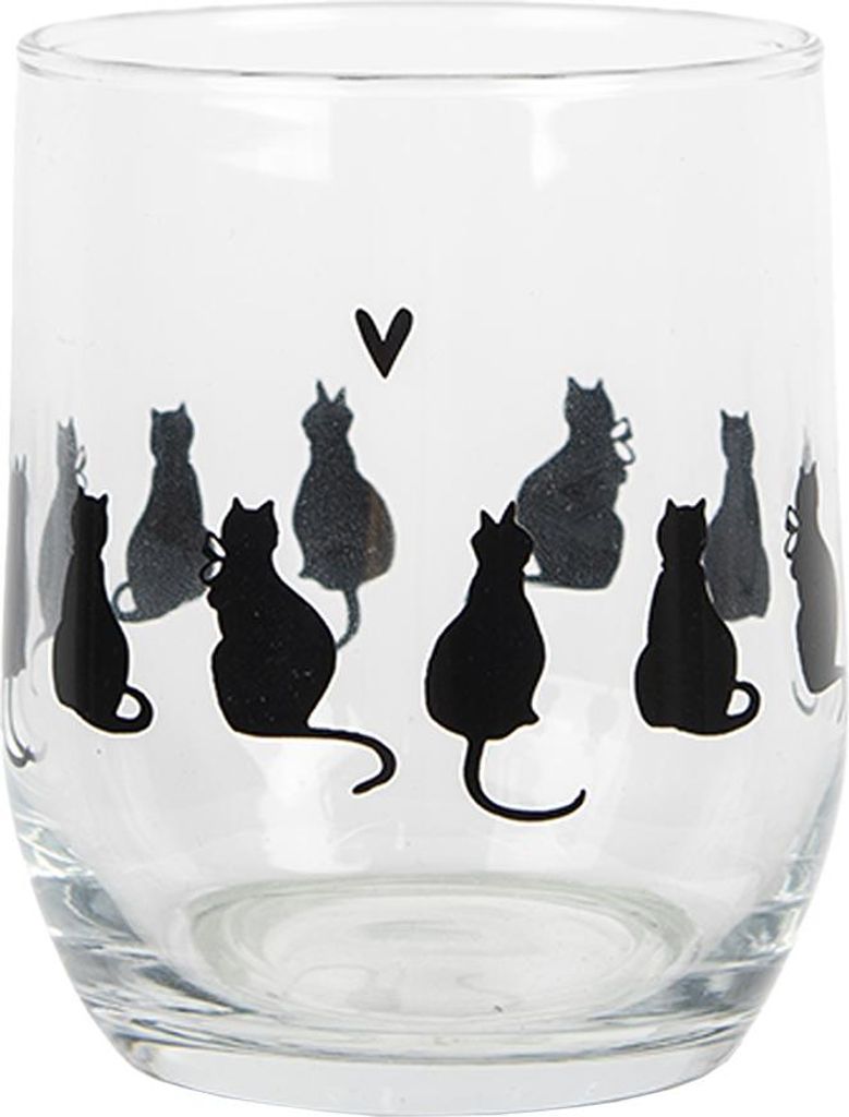 Clayre & Eef Wasserglas 300 ml Transparant Glas Katzen Produktbild 