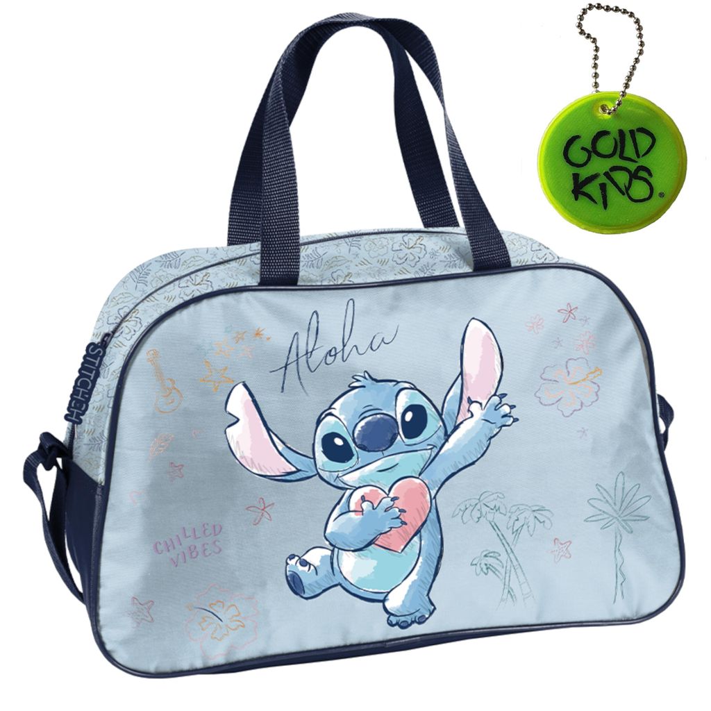Sporttasche Kinder für Mädchen & Jungen - Umhängetasche mit Stitch Motiv - Schwimmtasche mit verstärktem Boden - Trainingstasche 40 x 25 x 15 cm