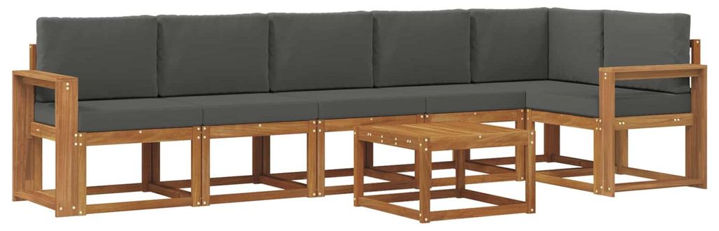 Outdoor-Sofagarnitur mit Kissen 7 pcs Natur und Anthrazit